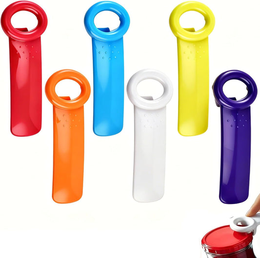 6 Pack Jar Key Opener for Weak Hands Seniors, Jar Lid Opener Vacuum Seal Popper Tool, Plastic Manual Jar Opener for Arthritis and Carpal Tunnel Relief, Kitchen Bottle Opener