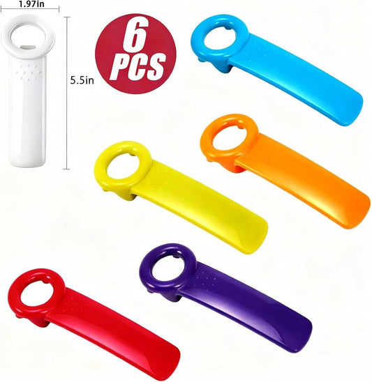6 Pack Jar Key Opener for Weak Hands Seniors, Jar Lid Opener Vacuum Seal Popper Tool, Plastic Manual Jar Opener for Arthritis and Carpal Tunnel Relief, Kitchen Bottle Opener