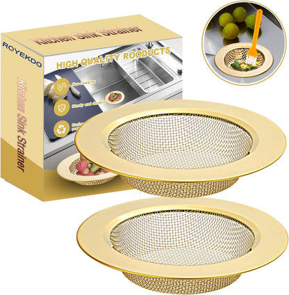 2Pack Stainless Kitchen Sink Strainer 4.4in Wide Rim Mesh Silver