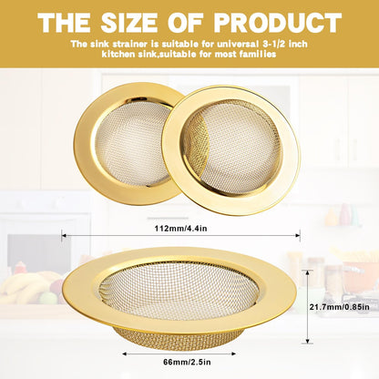 2Pack Stainless Kitchen Sink Strainer 4.4in Wide Rim Mesh Silver
