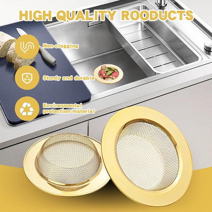 2Pack Stainless Kitchen Sink Strainer 4.4in Wide Rim Mesh Silver