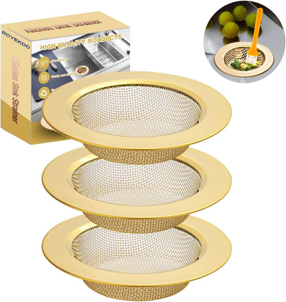 2Pack Stainless Kitchen Sink Strainer 4.4in Wide Rim Mesh Silver