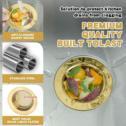 2Pack Stainless Kitchen Sink Strainer 4.4in Wide Rim Mesh Silver