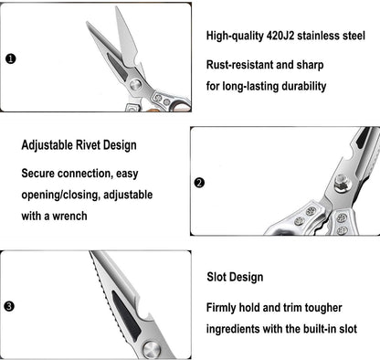 Heavy Duty Kitchen Scissors - 3.0mm Thickened Blades