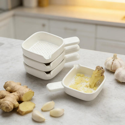 Ceramic Grinder Set 4 Pcs Porcelain Garlic Grater Plate