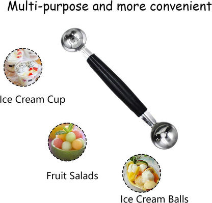 Melon Baller Scoop,Stainless Steel Double Ended Headed Fruit Ice Cream Ball Spoon,DIY Fruit Platter Ball Tool Scooper for Watermelon/Ice Cream/Fruits/Meatball/Sorbet