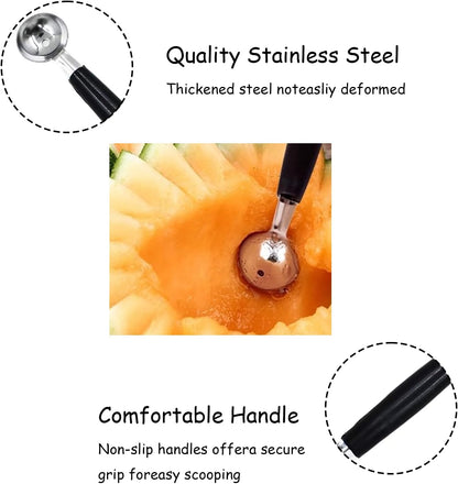Melon Baller Scoop,Stainless Steel Double Ended Headed Fruit Ice Cream Ball Spoon,DIY Fruit Platter Ball Tool Scooper for Watermelon/Ice Cream/Fruits/Meatball/Sorbet