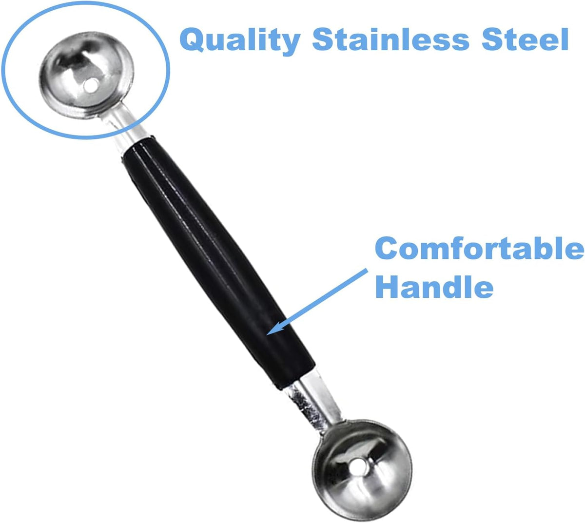 Melon Baller Scoop,Stainless Steel Double Ended Headed Fruit Ice Cream Ball Spoon,DIY Fruit Platter Ball Tool Scooper for Watermelon/Ice Cream/Fruits/Meatball/Sorbet