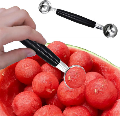 Melon Baller Scoop,Stainless Steel Double Ended Headed Fruit Ice Cream Ball Spoon,DIY Fruit Platter Ball Tool Scooper for Watermelon/Ice Cream/Fruits/Meatball/Sorbet