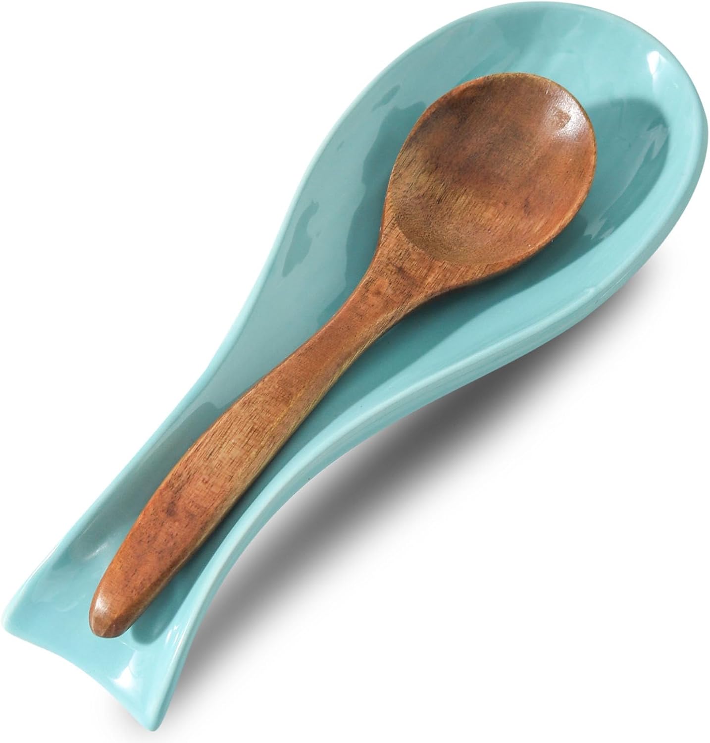 Spoon Rest for Stove Top, Ceramic Large 8.7 Inch Spoon Holder for Kitchen Counter, Porcelain Utensil Rest for Ladle, Spatula, Housewarming Gifts, Dishwasher Safe and Heat-Resistant, Blue(1 PC)