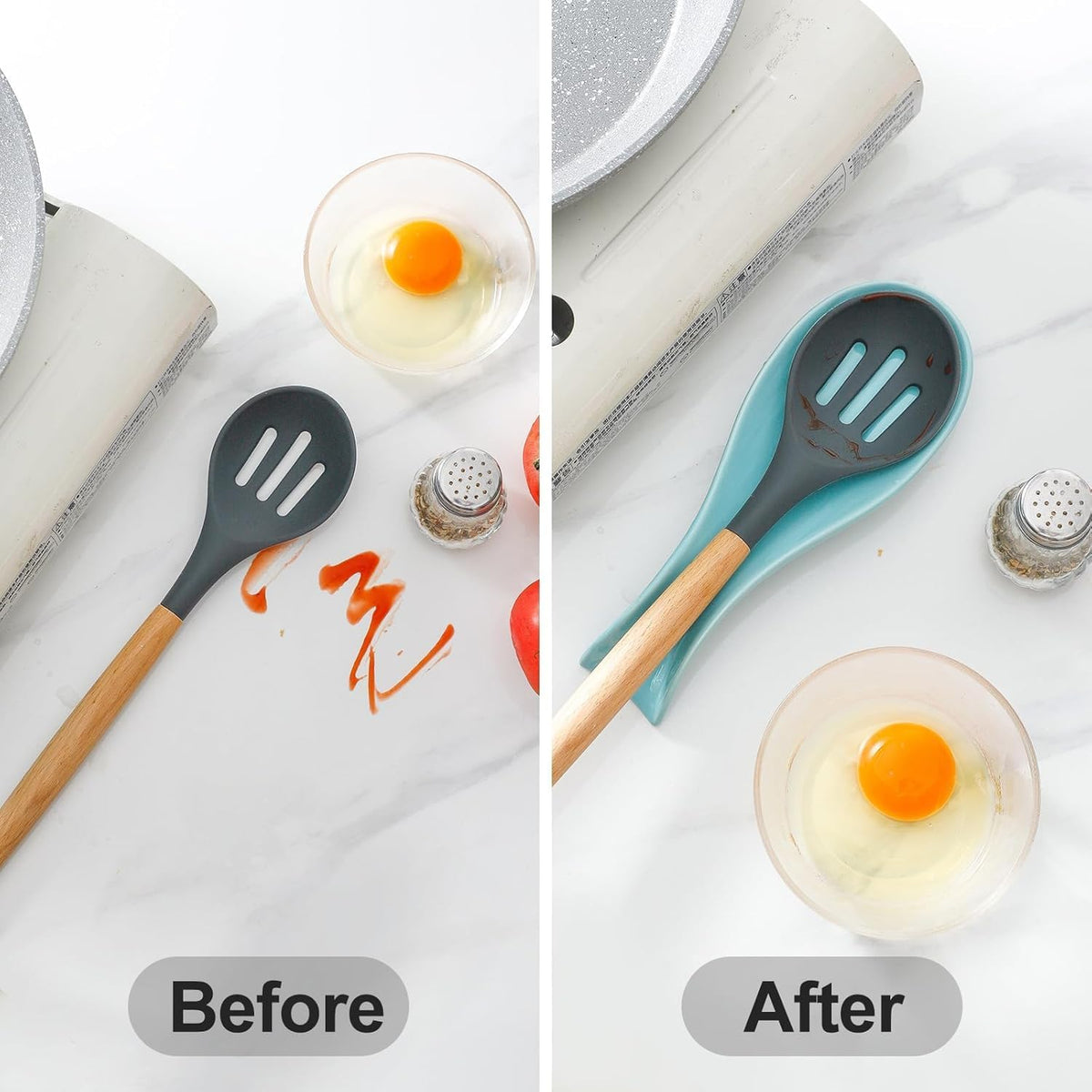 Spoon Rest for Stove Top, Ceramic Large 8.7 Inch Spoon Holder for Kitchen Counter, Porcelain Utensil Rest for Ladle, Spatula, Housewarming Gifts, Dishwasher Safe and Heat-Resistant, Blue(1 PC)