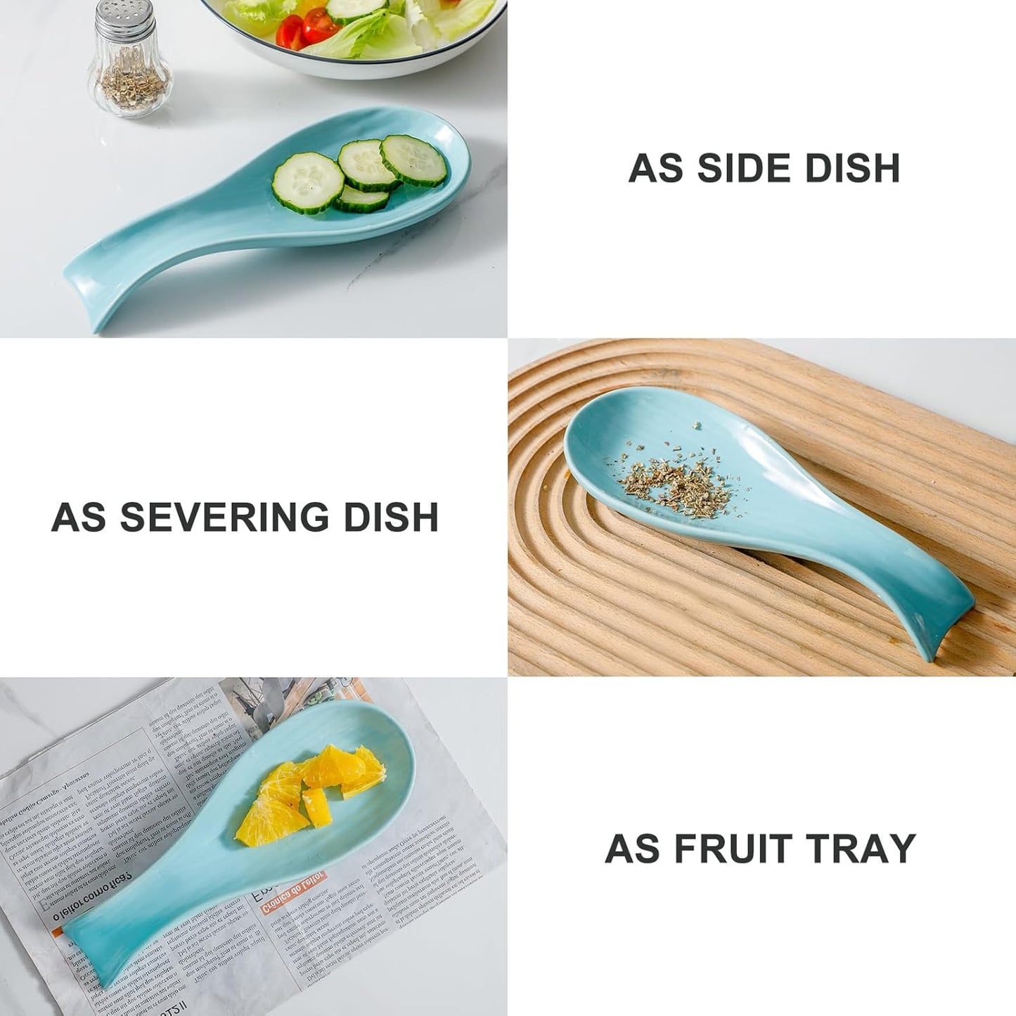 Spoon Rest for Stove Top, Ceramic Large 8.7 Inch Spoon Holder for Kitchen Counter, Porcelain Utensil Rest for Ladle, Spatula, Housewarming Gifts, Dishwasher Safe and Heat-Resistant, Blue(1 PC)