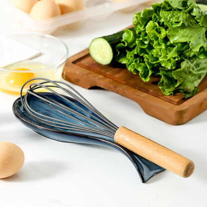 Spoon Rest for Stove Top, Ceramic Large 8.7 Inch Spoon Holder for Kitchen Counter, Porcelain Utensil Rest for Ladle, Spatula, Housewarming Gifts, Dishwasher Safe and Heat-Resistant, Blue(1 PC)
