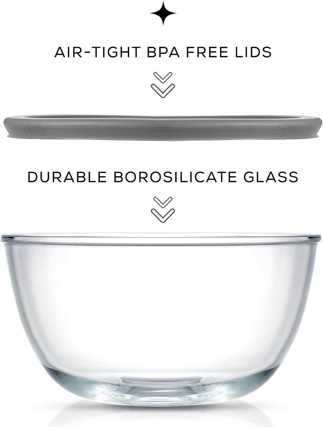 Kitchen Mixing Bowls - 8pc Glass with Lids Set – Neat Nesting Large Bowl Batter Cooking Storage and Big Salad BPA-Free Red