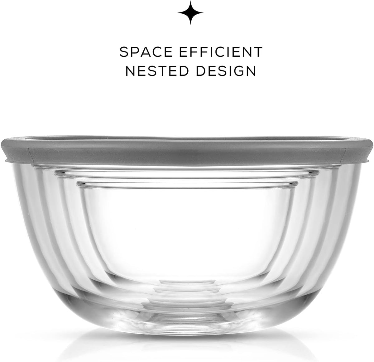 Kitchen Mixing Bowls - 8pc Glass with Lids Set – Neat Nesting Large Bowl Batter Cooking Storage and Big Salad BPA-Free Red