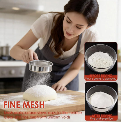 Two-piece mini baking sieve set, 40-mesh tea strainer mini tea filter