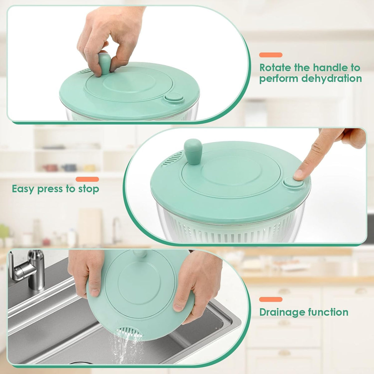 Salad Spinner, Vegetables Fruits Wash Bowl, Practical Lettuce Dryer Spinner, Multifunctional Salad Washer, Egg Yolk Strainer Shredder for Efficient Salad Preparation and Food Washing