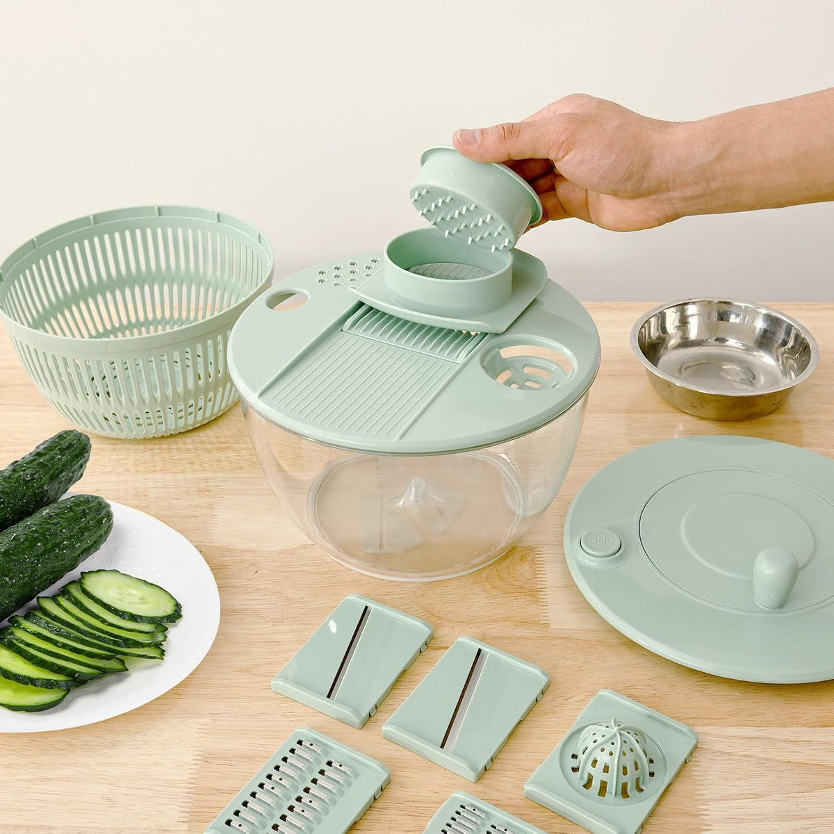 Salad Spinner, Vegetables Fruits Wash Bowl, Practical Lettuce Dryer Spinner, Multifunctional Salad Washer, Egg Yolk Strainer Shredder for Efficient Salad Preparation and Food Washing