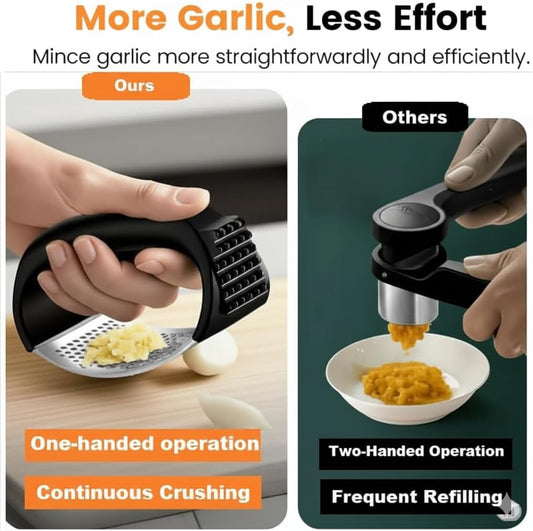 Garlic Press Rocker – Stainless Steel Garlic Mincer and Crusher with Ergonomic Handle – Easy to Use, Clean & Store – Perfect Kitchen Gadget for Cooking Lovers