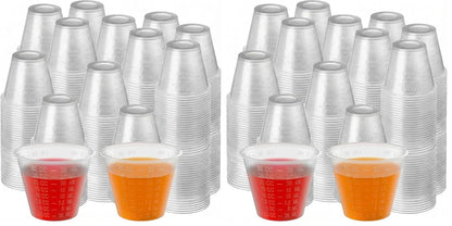 Disposable Medicine Cups Graduated, Bulk Pack of 100, 1 oz (30ml) Small Plastic Measuring Cup for Liquid Medication, Paint, epoxy, Pill and Resin.