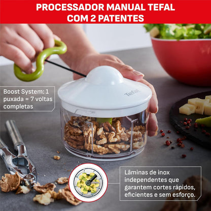 Tefal K13704 Manual Chopper Neo, 16.9 fl oz (500 ml), Washable Lid, Unique Double Twisted Blade