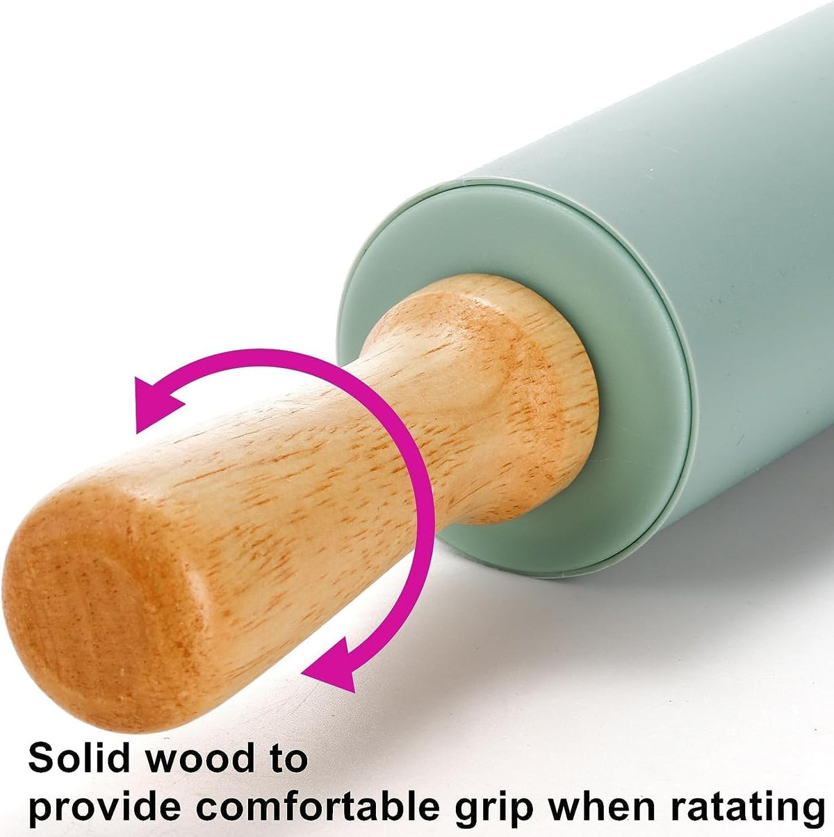 4 Pack Silicone Rolling Pin for Baking, Non Stick Large 17 Inch Roller with Wood Handle for Tortillas Dough, Pizza, Pie, Pastries, Pasta, Cookies, Good Grips, Easy to Wash