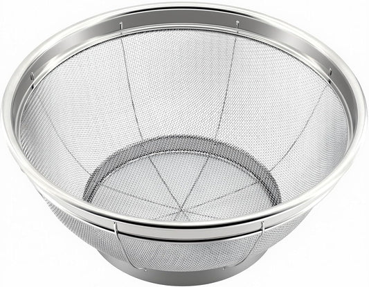 Fine Mesh Strainer for Kitchen, 4 Quart Stainless Steel Colander Bowl | Idea for Pasta, Rice, Fruit, Metal Net Baskets with Resting Base - Strain, Drain, Rinse
