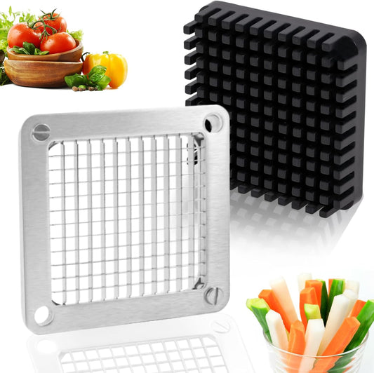 1/4" Replacement Dicer Chopper Blade with Pusher Block | Stainless Steel Commercial Vegetable Chopper Replacement Blade, Uniform Cuts for Onion Dicer Tomato Dicer French Fries Cutter