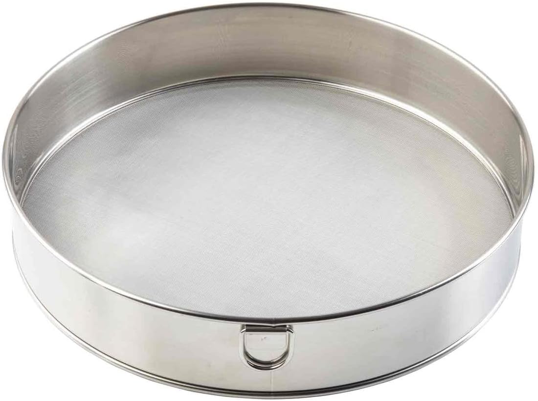 Fine Mesh Sieve Strainer, 12-Inch Round Ultra-Fine Stainless Steel Flour Filtering, Comfortable Handle, Baking, Food Prep and Cooking Tool for Foodservice, Restaurant and Home Use, 2" Deep