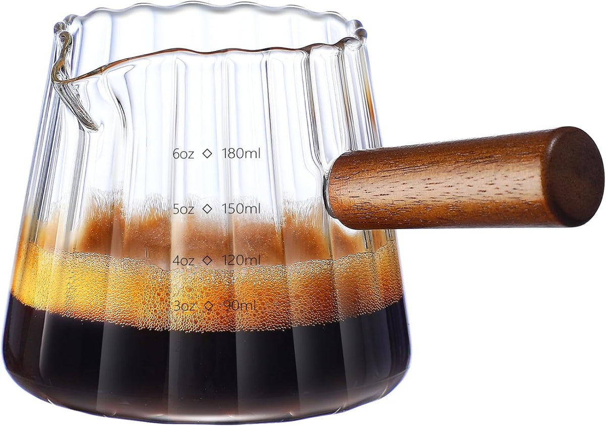 Espresso Cups With Wood Handle 6oz, Espresso Accessories, Milk Frothing Pitcher, Glass Measuring Cup, Shot Glass