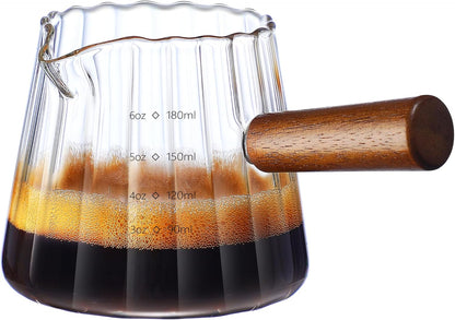 Espresso Cups With Wood Handle 6oz, Espresso Accessories, Milk Frothing Pitcher, Glass Measuring Cup, Shot Glass