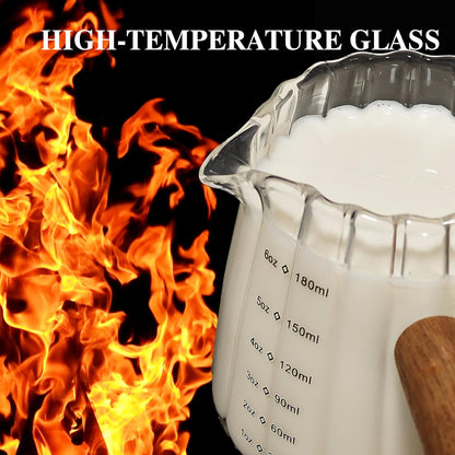 Espresso Cups With Wood Handle 6oz, Espresso Accessories, Milk Frothing Pitcher, Glass Measuring Cup, Shot Glass