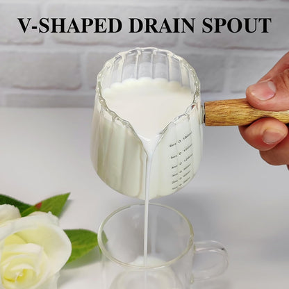 Espresso Cups With Wood Handle 6oz, Espresso Accessories, Milk Frothing Pitcher, Glass Measuring Cup, Shot Glass