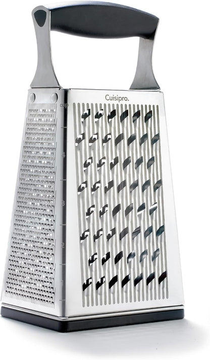 Stainless Steel Cheese Grater with Handle, 4 Sided Box Grater for Kitchen, Ginger Grater Dishwasher Safe, Fruit and Vegetables Slicer, Cheese Shredder for Potato, Chocolate, Parmesan, Ginger