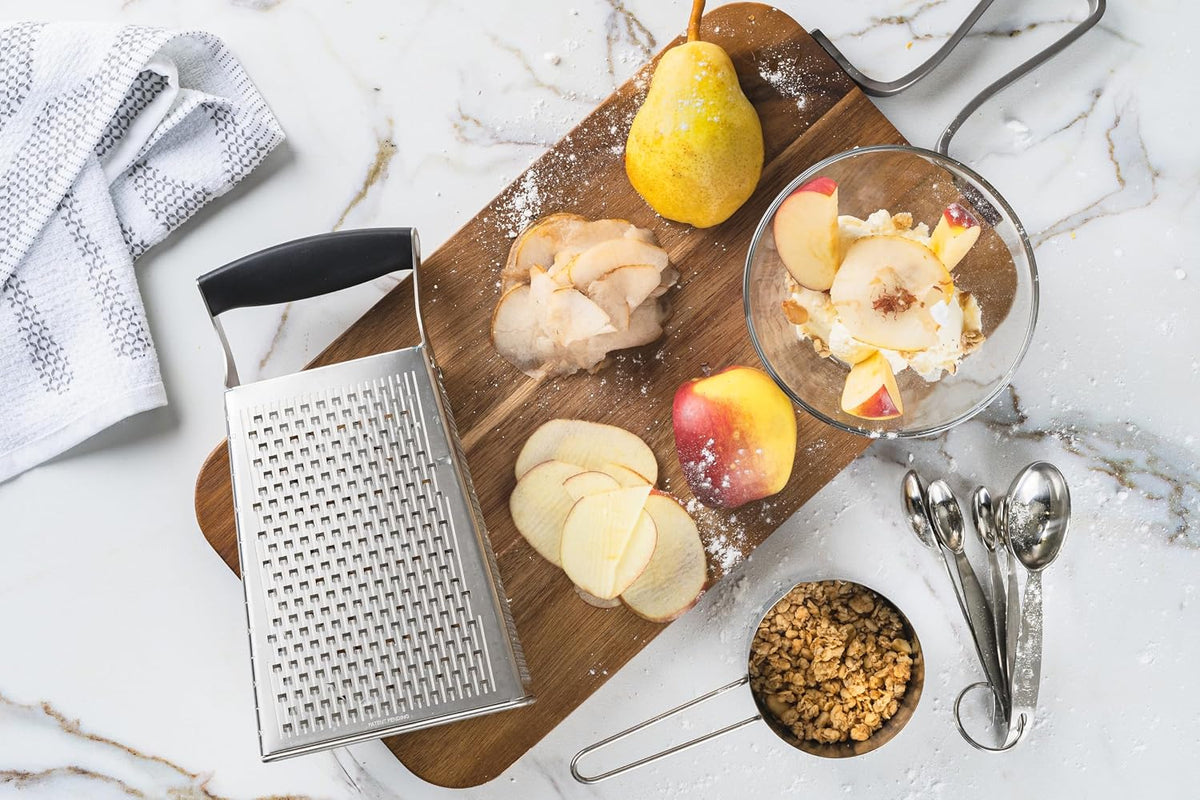 Stainless Steel Cheese Grater with Handle, 4 Sided Box Grater for Kitchen, Ginger Grater Dishwasher Safe, Fruit and Vegetables Slicer, Cheese Shredder for Potato, Chocolate, Parmesan, Ginger