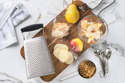 Stainless Steel Cheese Grater with Handle, 4 Sided Box Grater for Kitchen, Ginger Grater Dishwasher Safe, Fruit and Vegetables Slicer, Cheese Shredder for Potato, Chocolate, Parmesan, Ginger