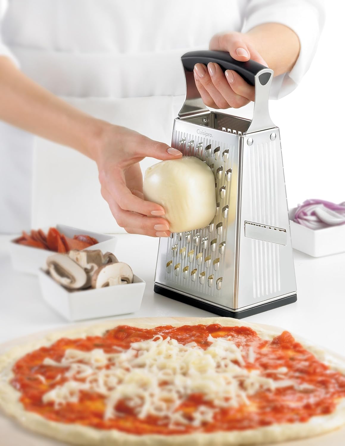 Stainless Steel Cheese Grater with Handle, 4 Sided Box Grater for Kitchen, Ginger Grater Dishwasher Safe, Fruit and Vegetables Slicer, Cheese Shredder for Potato, Chocolate, Parmesan, Ginger