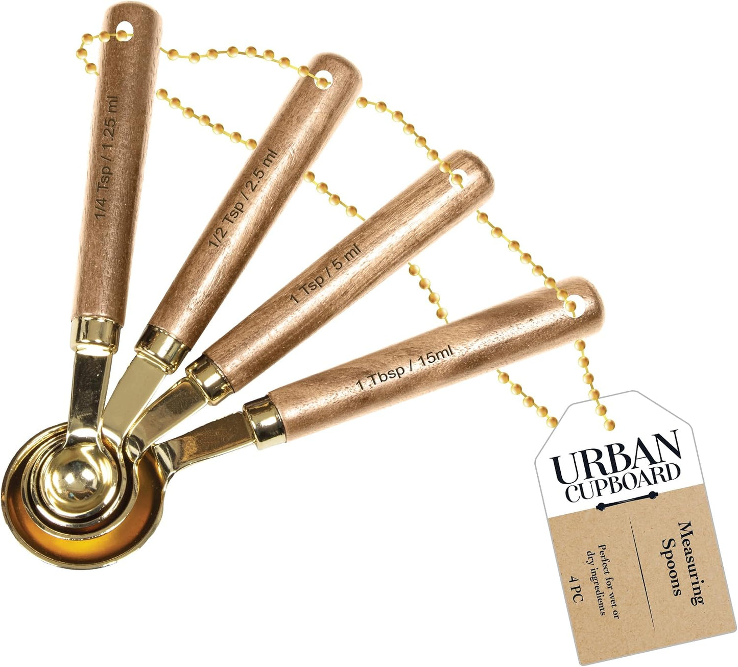 Measuring Spoons, Gold, Standard Measurements, 1 set