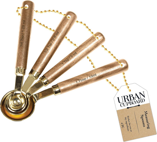 Measuring Spoons, Gold, Standard Measurements, 1 set