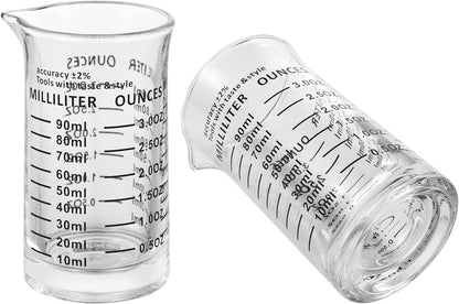Ackers 3oz/90ml Glass Measuring Cup – Shot Glass with Double Scale-Ounce,Ml Markings for Kitchen & Bar(Black Line)