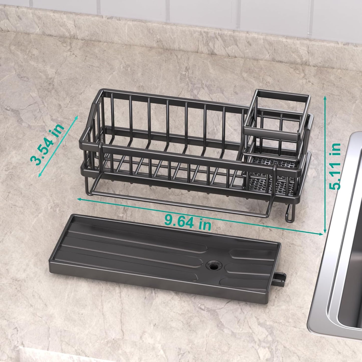 Sponge Holder for Kitchen Sink - Countertop Rustproof Stainless Steel, Kitchen Gadgets Accessories, Sink Caddy