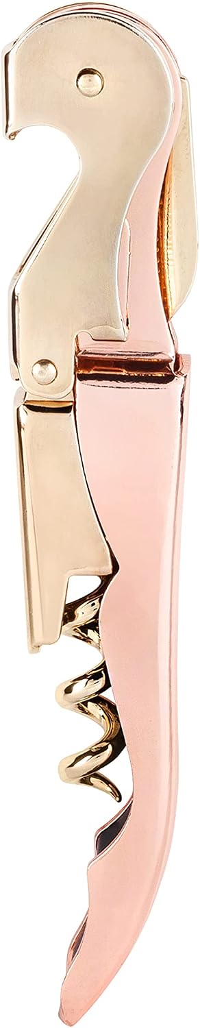 Winged Corkscrew Wine Opener, Versatile Bottle Opener for Beer and Soft Drinks, Stainless Steel with Ergonomic Handle and Sharp Screw for Bartenders, Home Bar, Kitchen, Set of 1, Copper and Gold