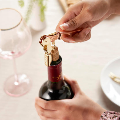 Winged Corkscrew Wine Opener, Versatile Bottle Opener for Beer and Soft Drinks, Stainless Steel with Ergonomic Handle and Sharp Screw for Bartenders, Home Bar, Kitchen, Set of 1, Copper and Gold