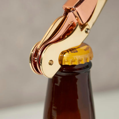 Winged Corkscrew Wine Opener, Versatile Bottle Opener for Beer and Soft Drinks, Stainless Steel with Ergonomic Handle and Sharp Screw for Bartenders, Home Bar, Kitchen, Set of 1, Copper and Gold