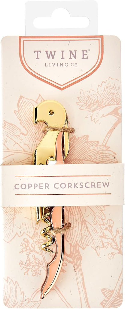 Winged Corkscrew Wine Opener, Versatile Bottle Opener for Beer and Soft Drinks, Stainless Steel with Ergonomic Handle and Sharp Screw for Bartenders, Home Bar, Kitchen, Set of 1, Copper and Gold