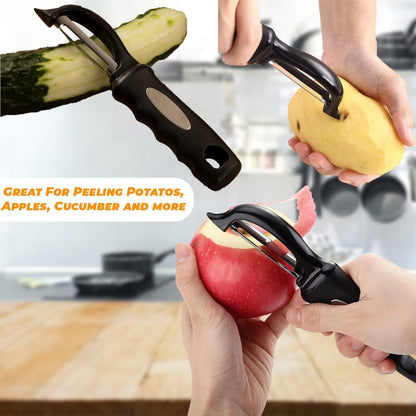 Swivel Vegetable Peeler – Ultra Sharp Stainless Steel Blade with Soft Grip Handle – Ideal for Left or Right Handed Use – Perfect for Peeling Fruits, Potatoes, Carrots, Apples – Black