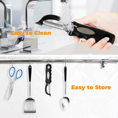 Swivel Vegetable Peeler – Ultra Sharp Stainless Steel Blade with Soft Grip Handle – Ideal for Left or Right Handed Use – Perfect for Peeling Fruits, Potatoes, Carrots, Apples – Black