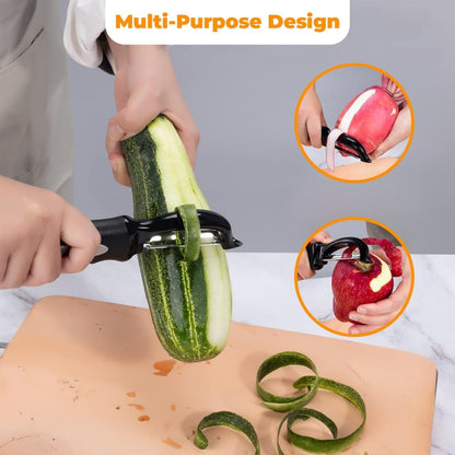 Swivel Vegetable Peeler – Ultra Sharp Stainless Steel Blade with Soft Grip Handle – Ideal for Left or Right Handed Use – Perfect for Peeling Fruits, Potatoes, Carrots, Apples – Black