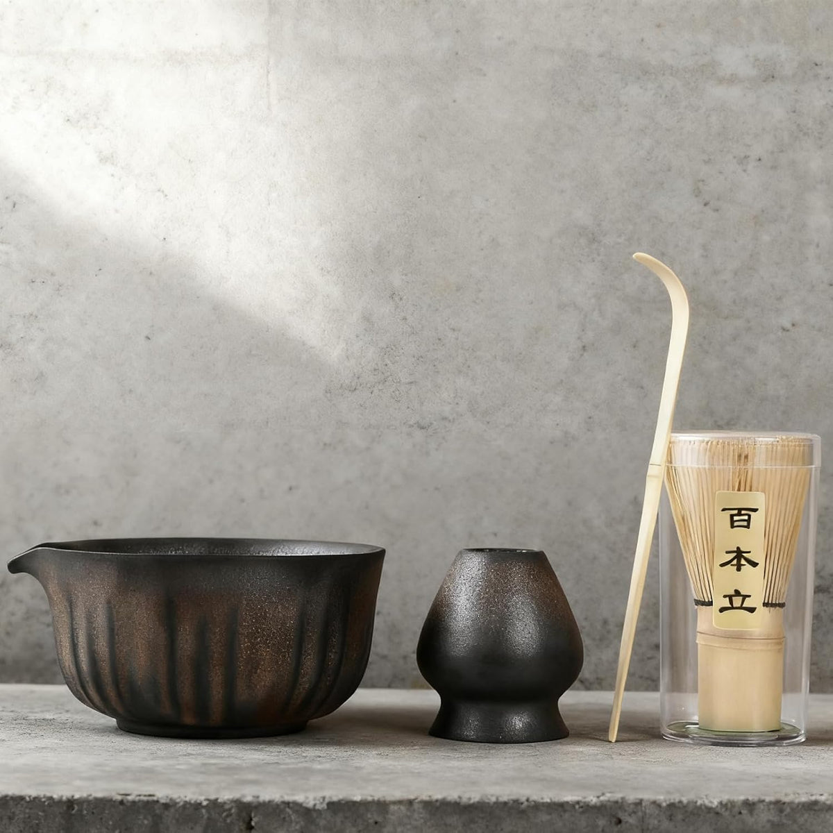 Matcha Whisk Set, Matcha Kit Set With Pink Cherry Blossom Embossed Pattern Includes 18 OZ Bowl, Bamboo Whisk, Ceramic Holder, Bamboo Scoop x2, Scoop Rest, Stainless Sifter and Tea Towel