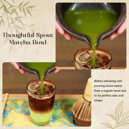 Matcha Whisk Set, Matcha Kit Set With Pink Cherry Blossom Embossed Pattern Includes 18 OZ Bowl, Bamboo Whisk, Ceramic Holder, Bamboo Scoop x2, Scoop Rest, Stainless Sifter and Tea Towel